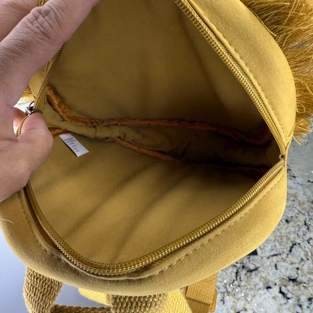 Lion Face Frayed Edge Soft Micro Velour Kids Backpack Mini Bag